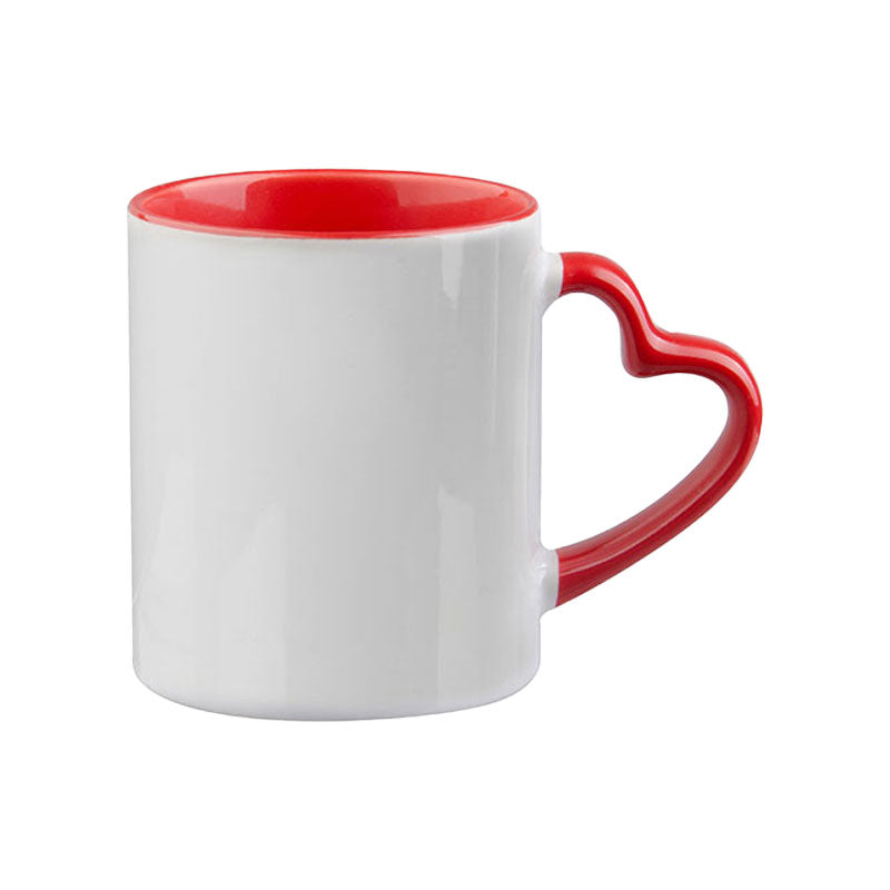 Taza blanca fondo y asa de corazón