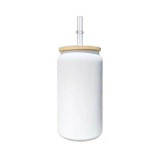 Vaso blanco tapa bambú con sorbete