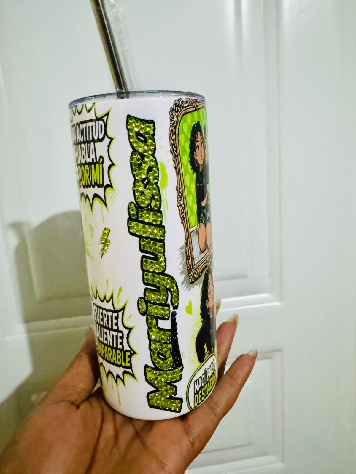 Skinny Tumbler 16oz BADDIE - Con Bling y Frases Empoderadas