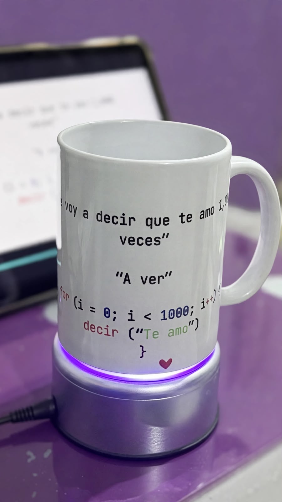 Taza Para Programador - Código "Te Amo 1000 Veces" For Loop - Regalo Geek Personalizable