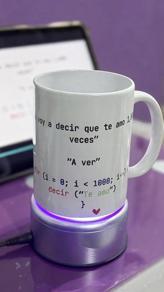 Taza Para Programador - Código "Te Amo 1000 Veces" For Loop - Regalo Geek Personalizable