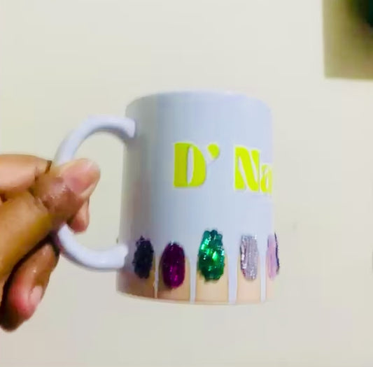 Taza D' Nairobi Nails GLAM - Con Pedrería Real Pegada a Mano
