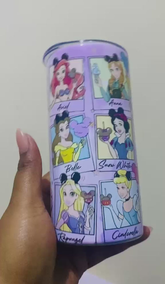 Tumbler Princesas Personalizado con Nombre - 15oza